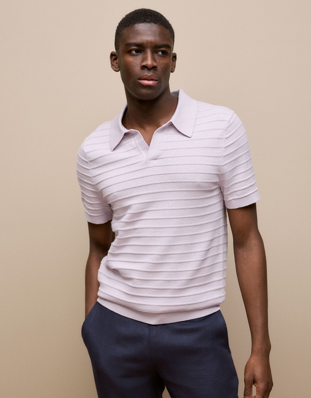Trenery - Cotton Silk Textured Polo in Orchid
