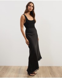 Atmos&Here - Leoni Asymmetric Lace Satin Skirt