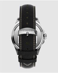 TIMEX - Essex Day & Date 46mm Leather Strap Watch