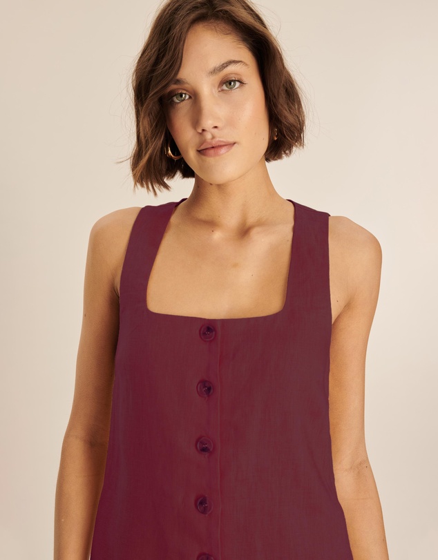 AERE - Bari Linen Button Down Mini Dress