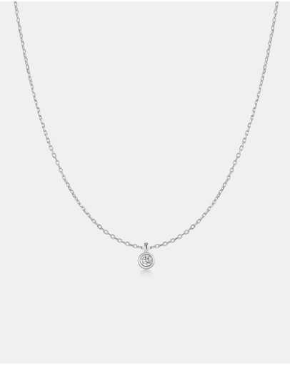 Ania Haie - Silver Classic Bezel-Set Solitaire Necklace
