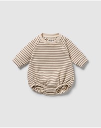 Wilson & Frenchy - Nutmeg Stripe Organic Waffle Bodysuit - Babies