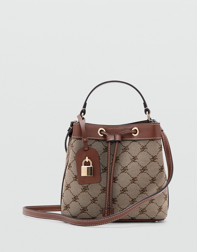 M.N.G - Jacquard Bucket Bag with Logo