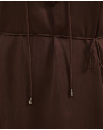 Atmos&Here - Stella Lightweight Crinkle Georgette V Neck Long Sleeve Mini Dress With Frill Detail
