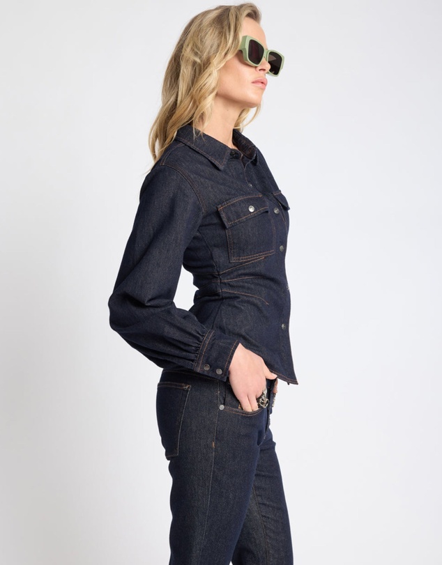 ONE TEASPOON - Josie Fitted Denim Shirt - Raw Indigo