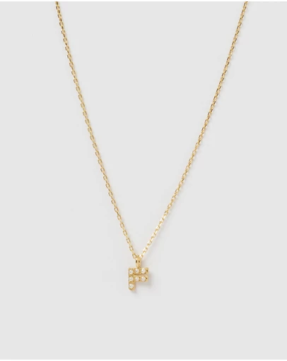 Izoa - Pearl Letter F Necklace Gold