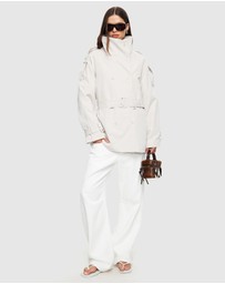 Lioness - Blanc Cropped Trench Coat - ICONIC EXCLUSIVE