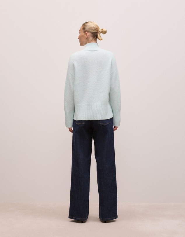 Trenery - Alpaca Merino Blend Relaxed Mock Neck in Faint Blue