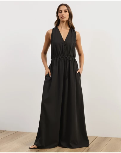 Atmos&Here - Cleo V-Neck Cinched Waist Midi Dress