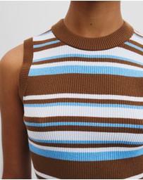 Country Road - Australian Merino Crew Neck Stripe Knit Tank