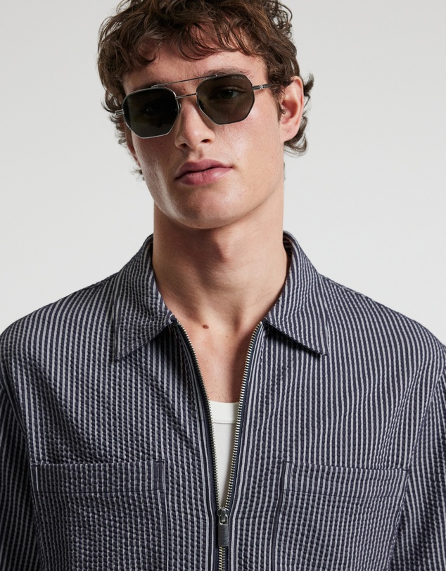 Calibre - Stripe Zip Through Shirt Navy