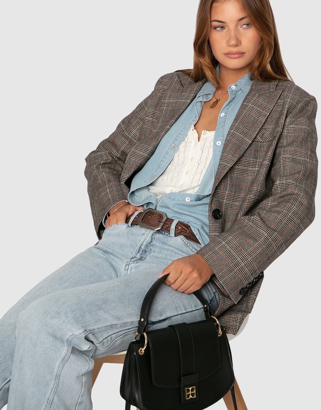 Belle & Bloom - Paris Grid Single Breasted Blazer