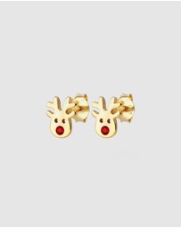Elli Jewelry - Earrings Reindeer Crystals Gold Plated 925 Sterling Silver