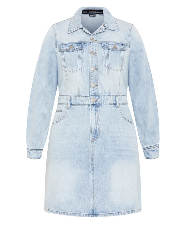 City Chic - Plus size Liora Denim Mini Dress - light wash