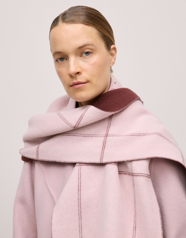 Trenery - Wool Check Reversible Scarf in Light Blush