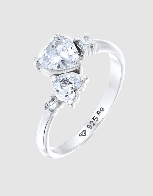 Elli Jewelry - Ring Crystal Hearts 925 Sterling Silver