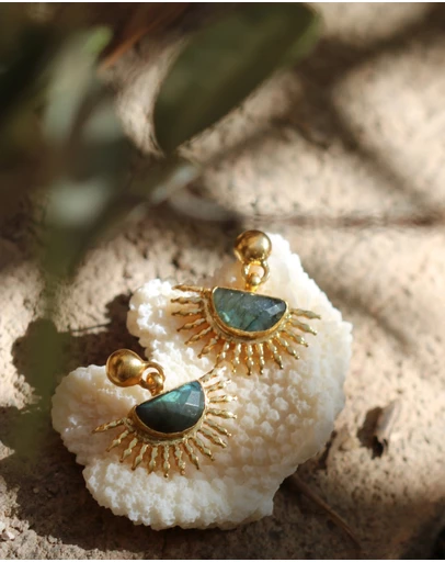 Ottoman Hands - Sunrise Labradorite Drop Stud Earrings
