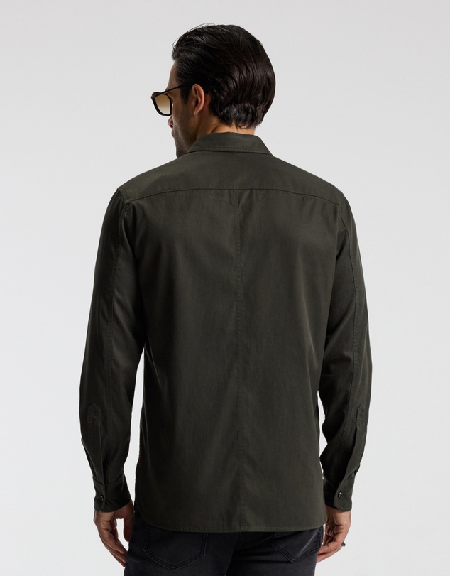 Calibre - Slim Washed Pocketed Shirt Khaki