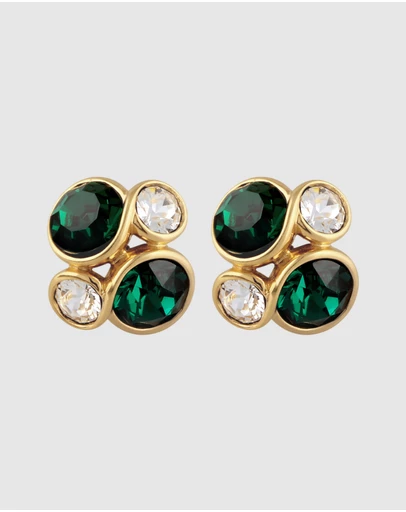Elli Jewelry - Earrings Stud Crystal 925 Sterling Silver Gold-Plated
