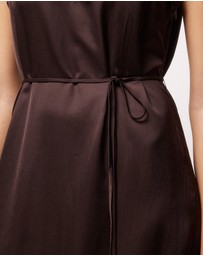 AERE - Sable Satin U Neck Midi Dress