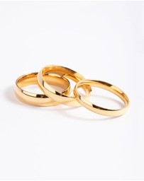 Lovisa - Waterproof Gold Plated Stainless Steel Plain Band Ring Pack