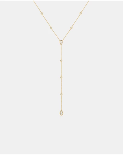 Ania Haie - Gold Round & Teardrop Bezel Station Y Necklace