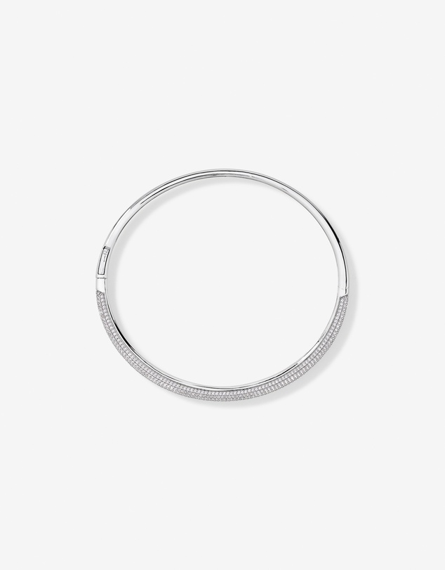 Michael Hill - Pavé Hinged Bangle in Sterling Silver - Medium