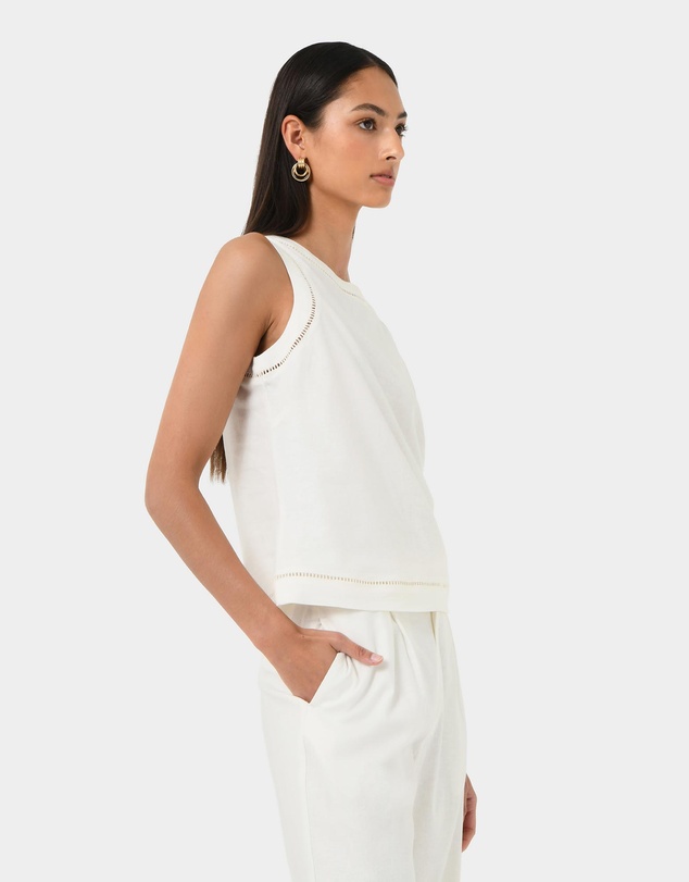 Forcast - Perry Linen Embroidery Top