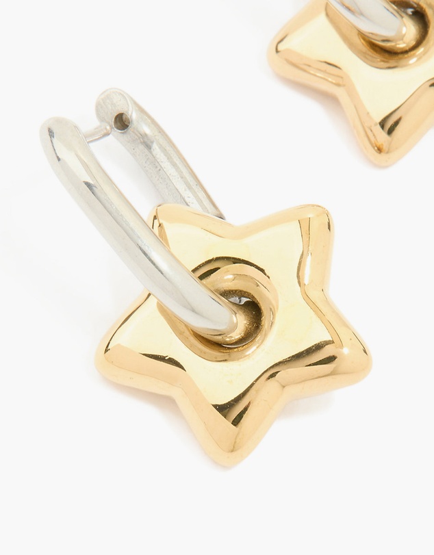 Lovisa - Waterproof Mixed Metals Plated Stainless Steel Small Star Huggie Earrings