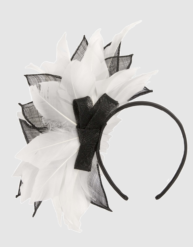 Max Alexander - Modern Flower Black & White Racing Fascinator