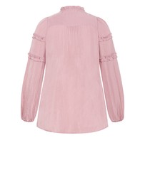 City Chic - Plus size Drama Queen Long Sleeve Shirt - dusty pink