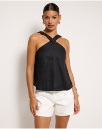 AERE - Elodie Linen Cross Front Top
