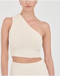 FRIEND of AUDREY - The Cotton Rib One-Shoulder Top