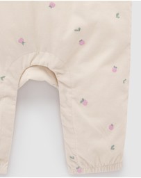 Purebaby - Embroidered Corduroy Romper - Kids-Babies
