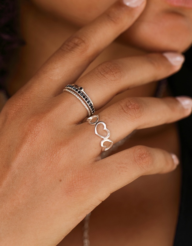Elli Jewelry - Ring Band Hearts Symbol Trend in 925 Sterling Silver