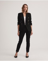 Witchery - Linen Double-breasted Crop Sleeve Blazer