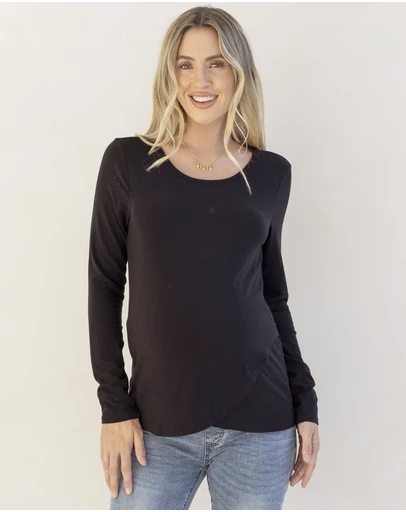 Angel Maternity - Annie Maternity/ Nursing Soft Nursing Top In Black