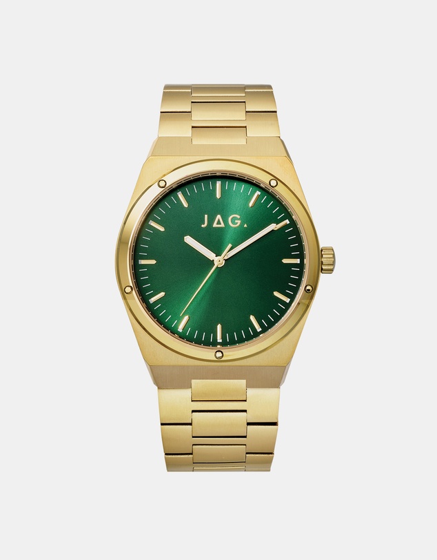Jag - Arlo Mens Green Dial 41mm Gold Watch