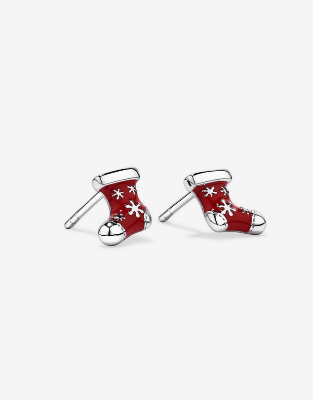 Michael Hill - Christmas Stocking Stud Earrings with Red Enamel in Sterling Silver