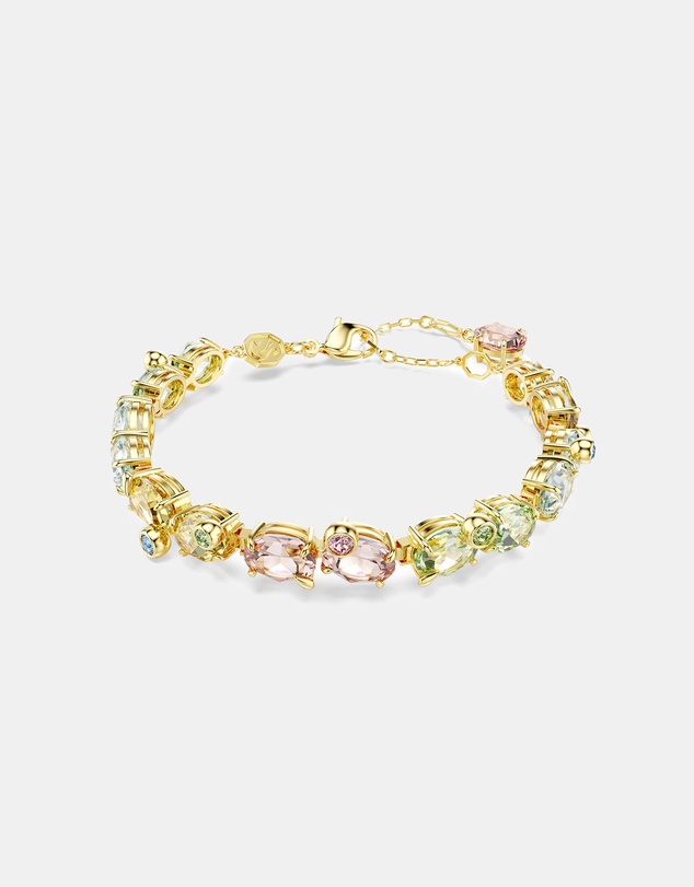 Swarovski - Gema Tennis Bracelet, Mixed Cuts, Multicolored, Gold-Tone Plated