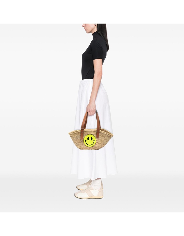 Pre-Loved by Azura Reborn - Pre-Loved Paulas Ibiza Smiley Small Raffia Basket Tote