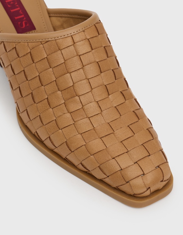 Betts - Dice Leather Woven Block Heeled Mules