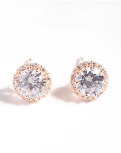 Lovisa - Rose Gold Plated Sterling Silver Cubic Zirconia Stud Earrings