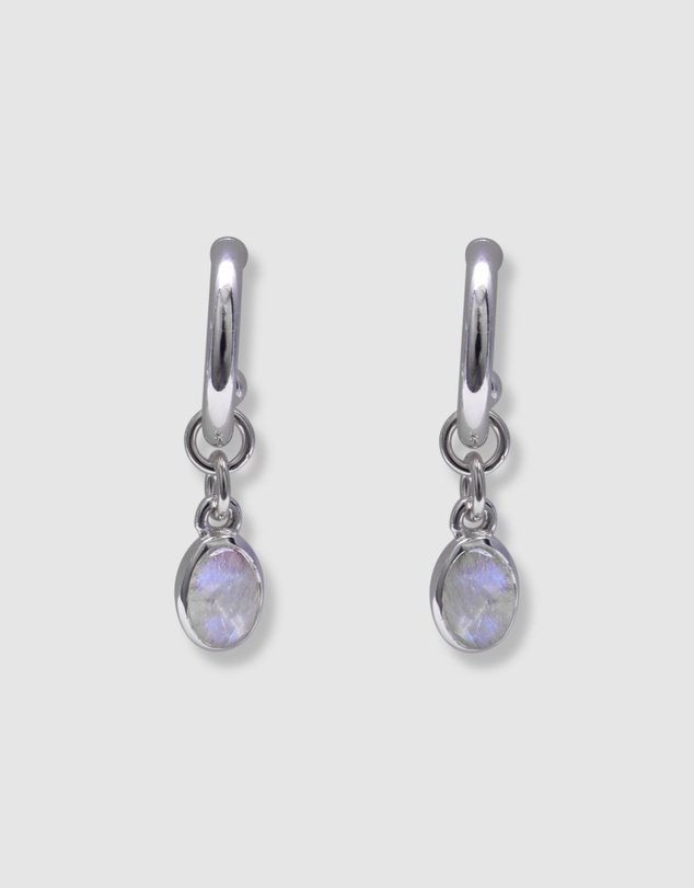 Von Treskow - Open Hoop Stud Earrings With Moonstone