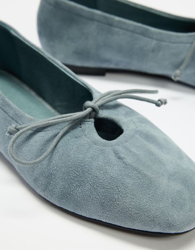 AERE - Cut Out Suede Ballet Flats - Women's