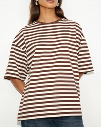 Dazie - Nostalgia Stripe Oversized Boyfriend Tee