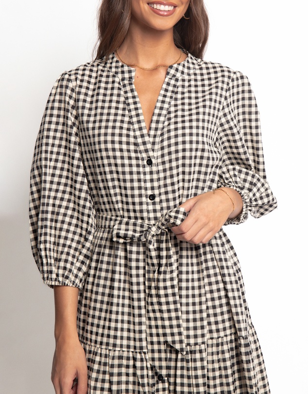 Petal & Pup - Dixon Maxi Dress - Black Cream Gingham
