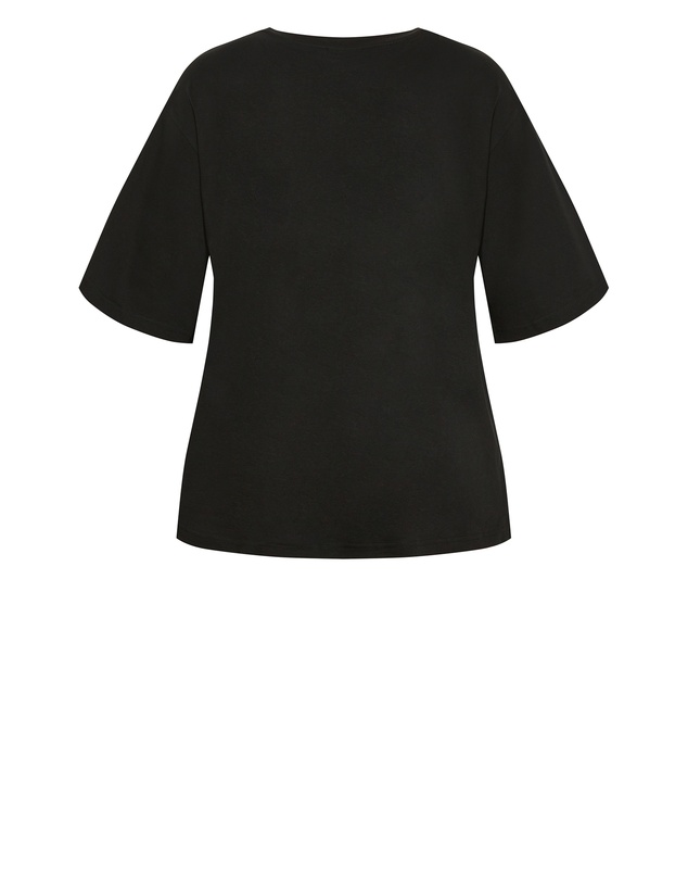 City Chic - Plus size Oversized Crew Neck Tee - black