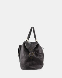 Pierre Cardin - Pierre Cardin Rustic Leather Business/Overnight Bag in Black