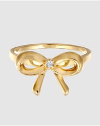 Elli Jewelry - Ring Bow Trend with Diamond in 925 Sterling Silver Gold Plated